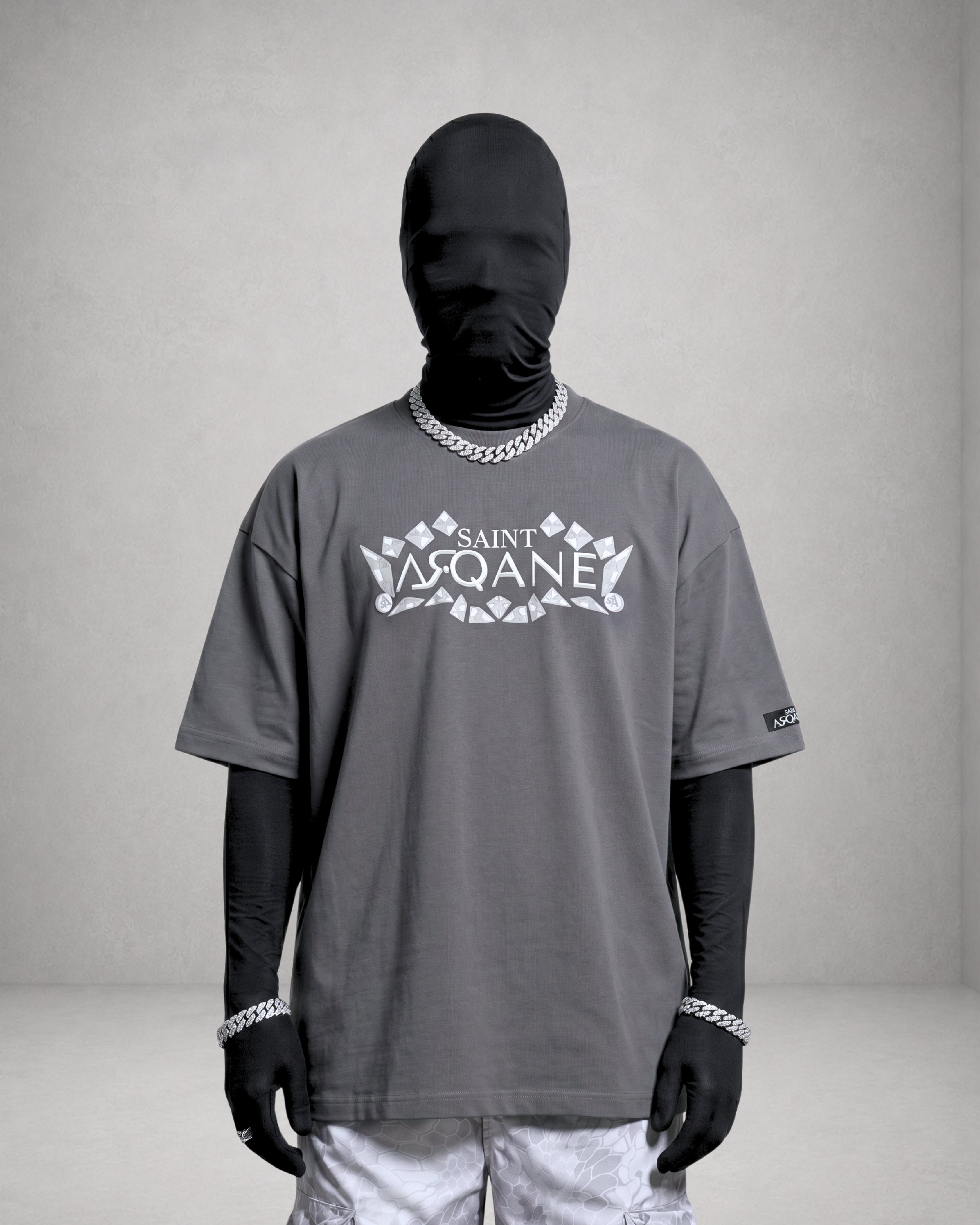 SAINT ARQANE - OPEN SAINT GREY TEE (Front Model)