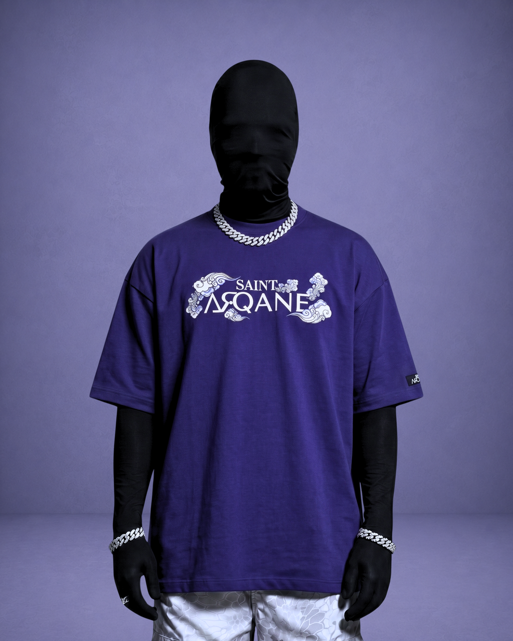 SAINT ARQANE - MOONLIT KOI INDIGO TEE (Front Model)