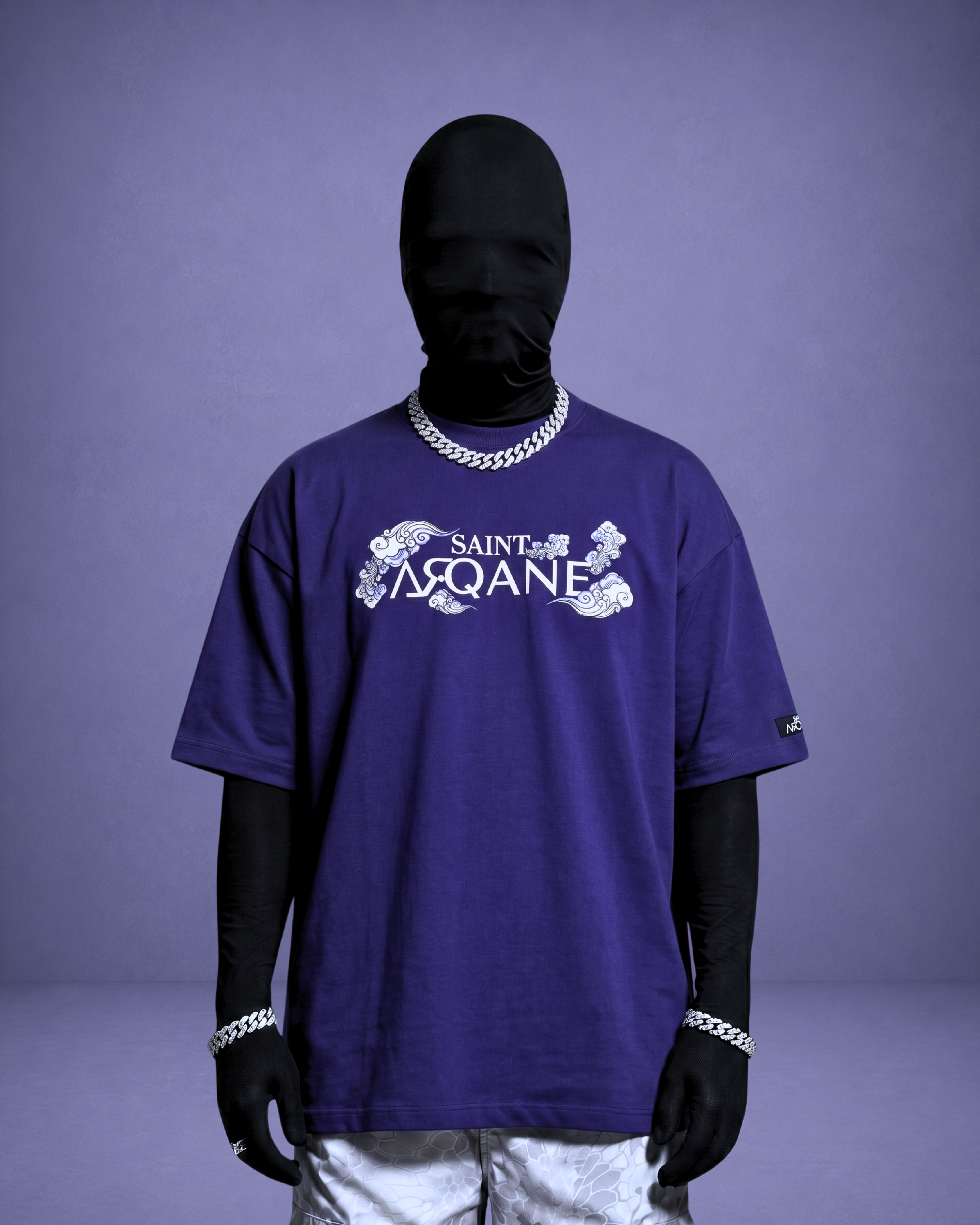 SAINT ARQANE - MOONLIT KOI INDIGO TEE (Front Model)