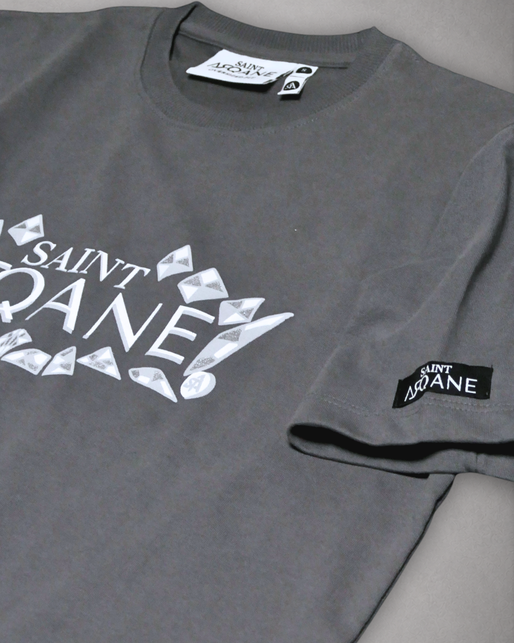 SAINT ARQANE - OPEN SAINT GREY TEE (Front Close up 1)