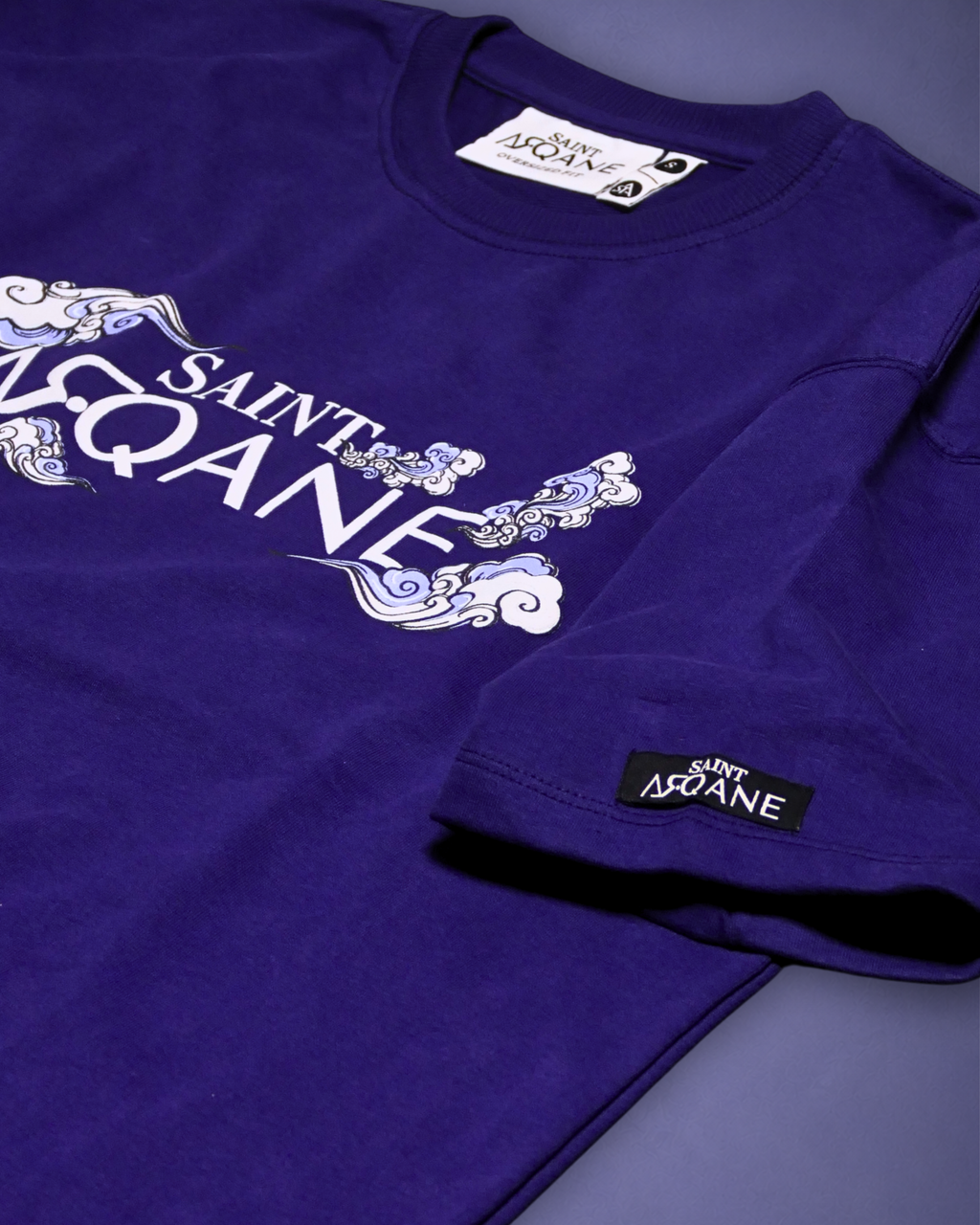 SAINT ARQANE - MOONLIT KOI INDIGO TEE (Front Close up 1)