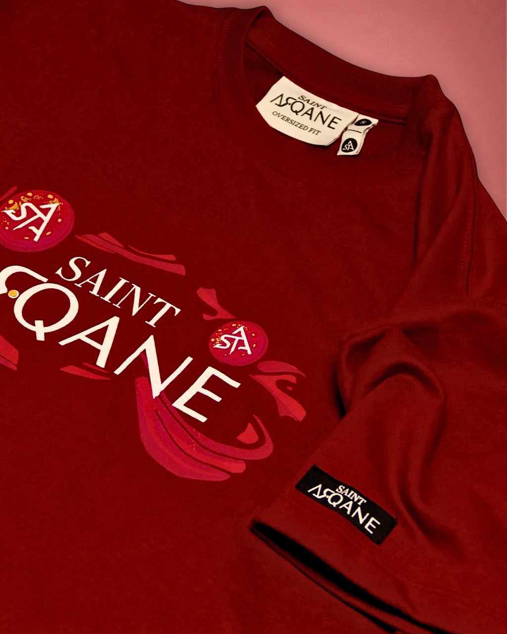 SAINT ARQANE - ONI WINE TEE (Front Close up 1)