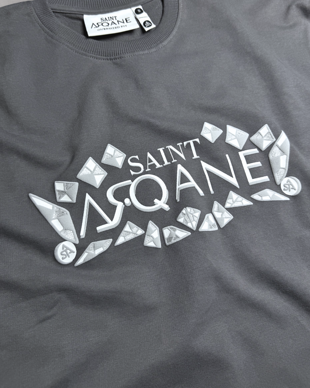 SAINT ARQANE - OPEN SAINT GREY TEE (Front Close up 2)