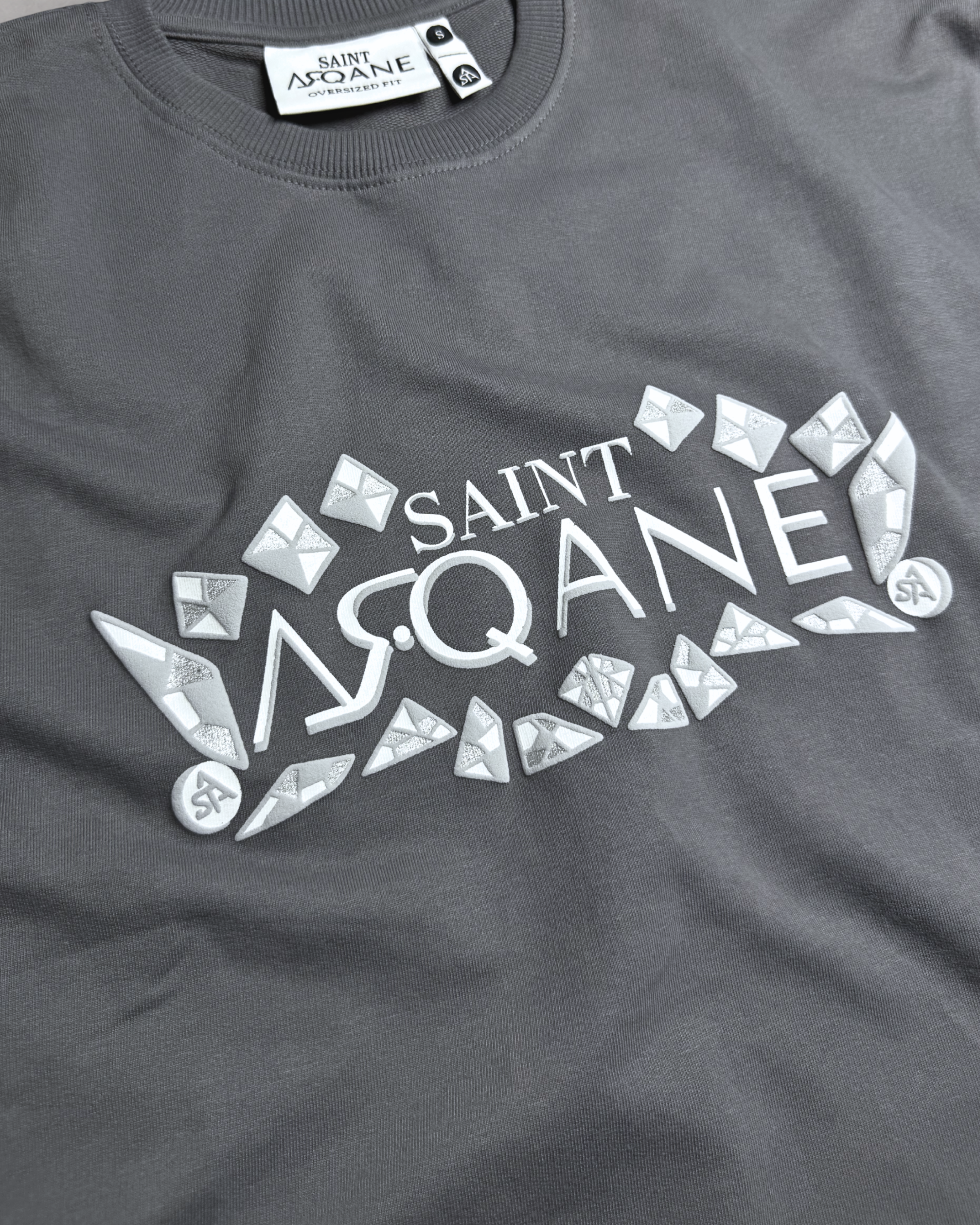 SAINT ARQANE - OPEN SAINT GREY TEE (Front Close up 2)
