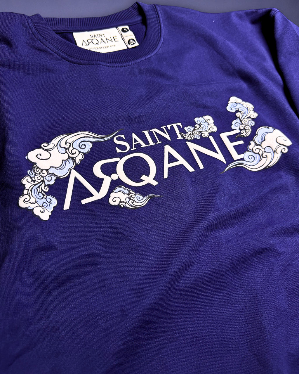 SAINT ARQANE - MOONLIT KOI INDIGO TEE (Front Close up 2)
