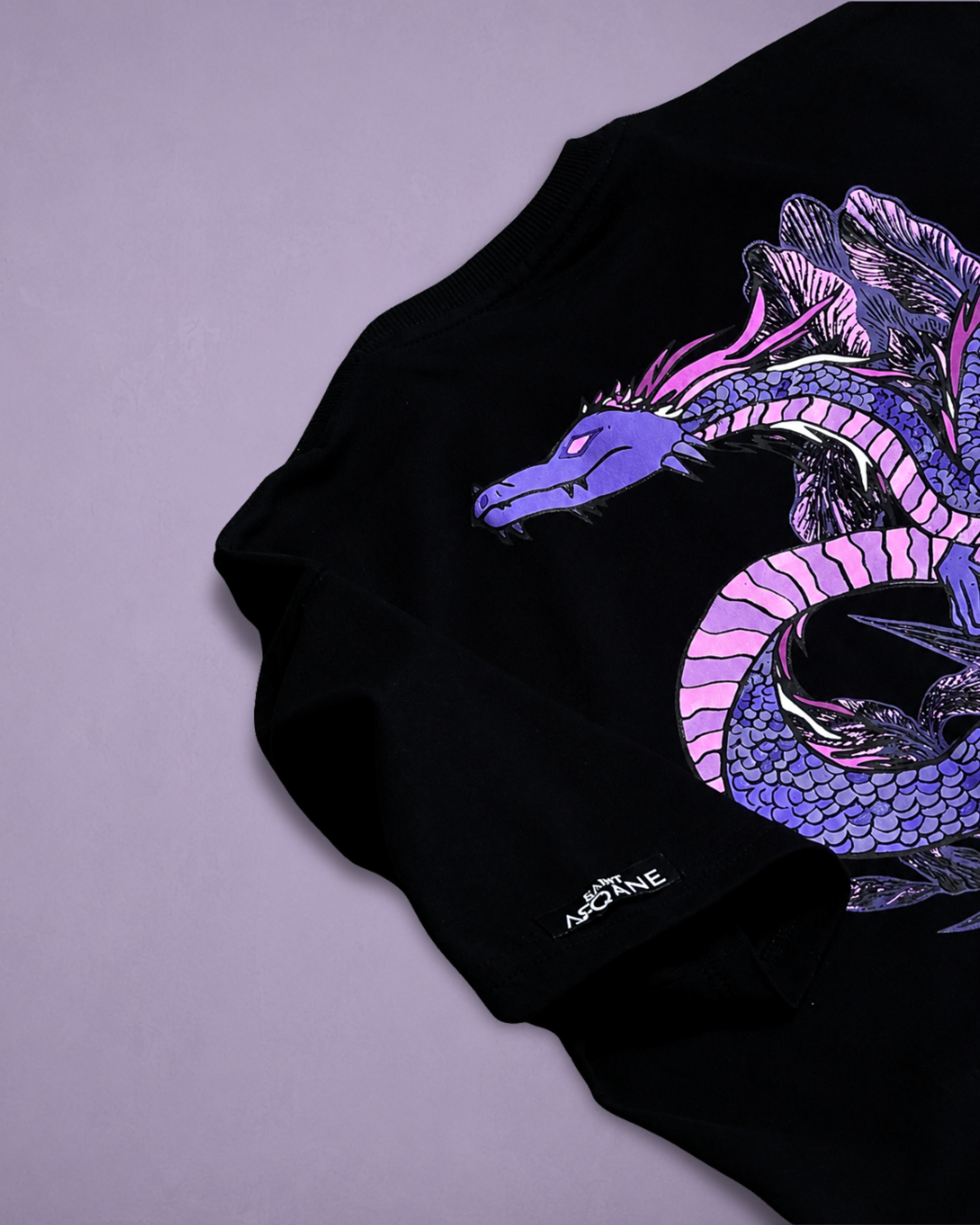 SAINT ARQANE - INFINITE DRAGON BLACK TEE (Back Close Up 1)