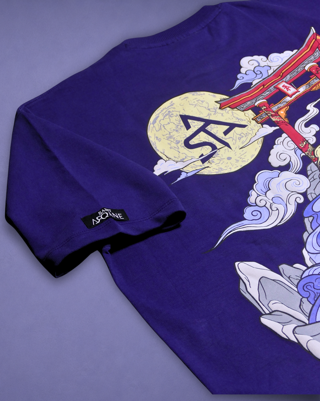 SAINT ARQANE - MOONLIT KOI INDIGO TEE (Back Close up 1)